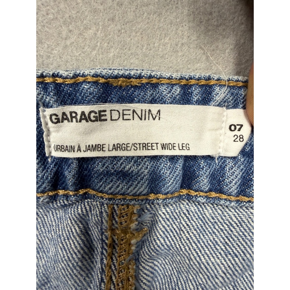 Garage Street Wide Leg Jeans Women 7 28 Blue Denim Y2K High Rise Seam Detail - Picture 4 of 10